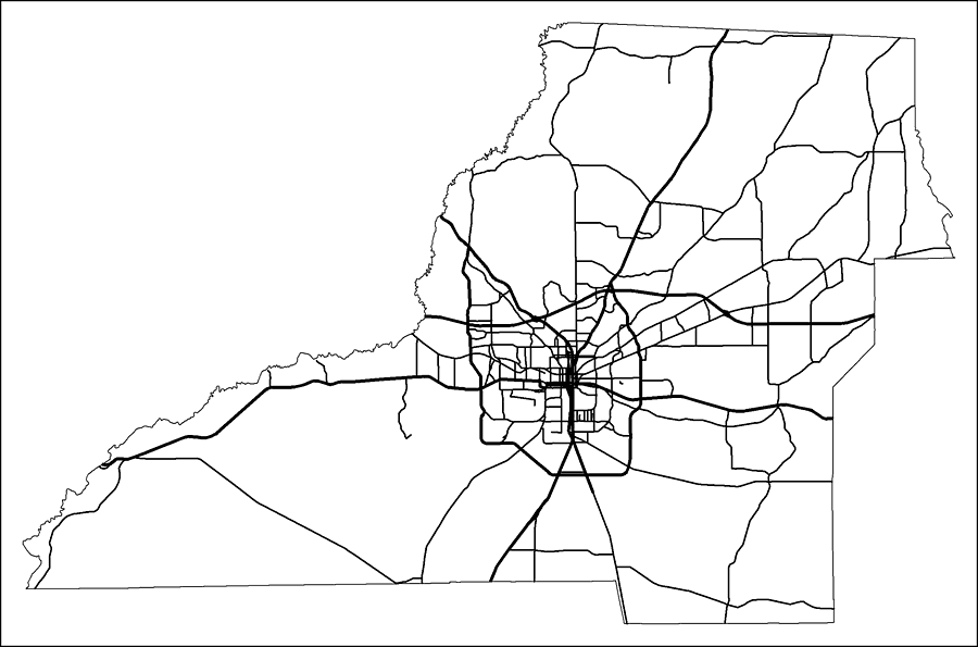 Leon County Road Network- Black and White