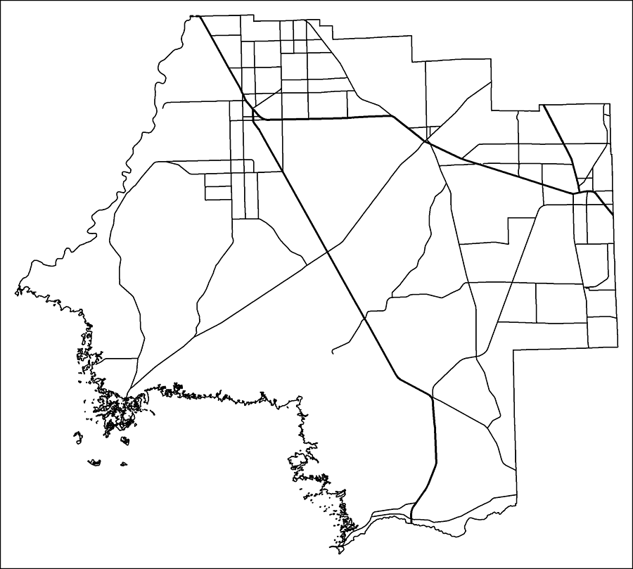 Levy County Road Network- Black and White