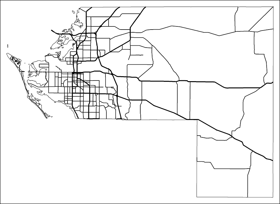 Manatee County Road Network- Black and White