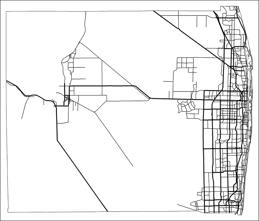 Palm Beach County Road Network- Black and White