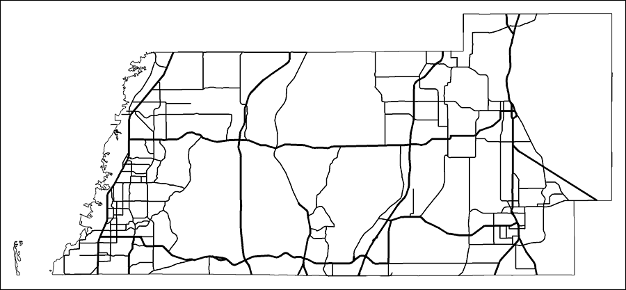 Pasco County Road Network- Black and White