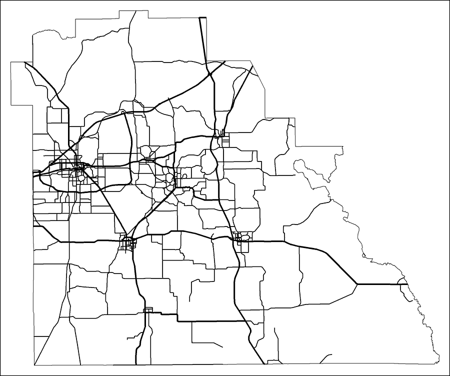 Polk County Road Network- Black and White