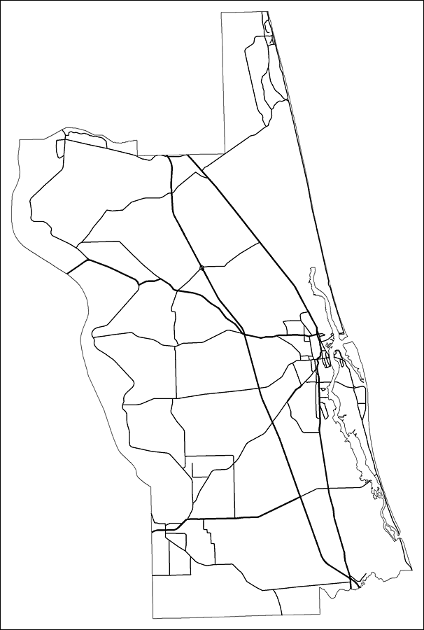St. Johns County Road Network- Black and White