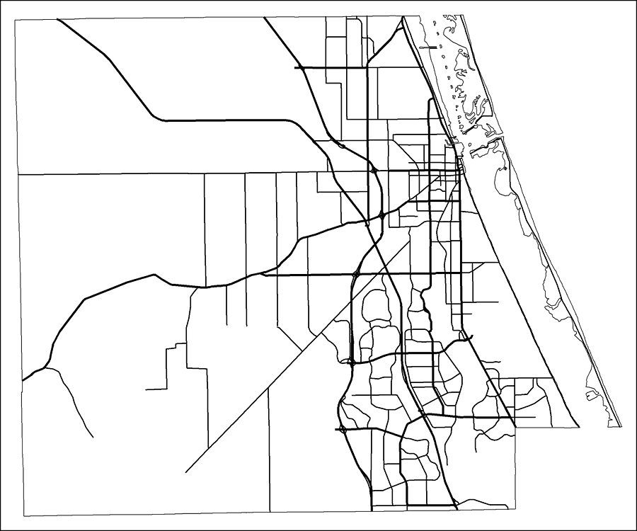 St. Lucie County Road Network- Black and White