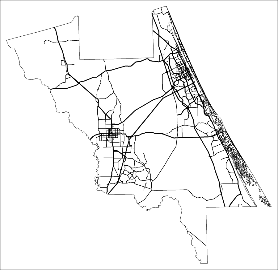 Volusia County Road Network- Black and White