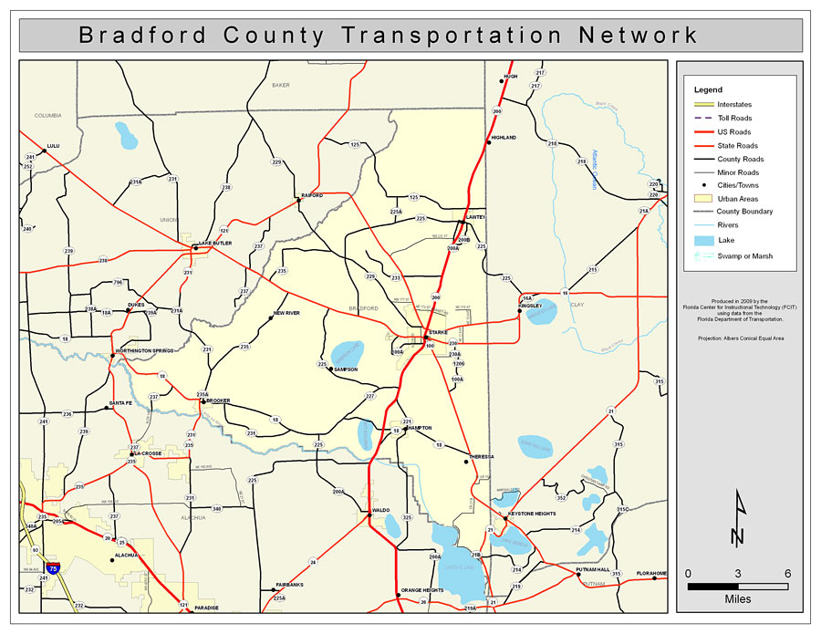 Bradford County Road Network- Color