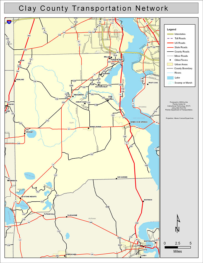 Clay County Road Network Color 2009
