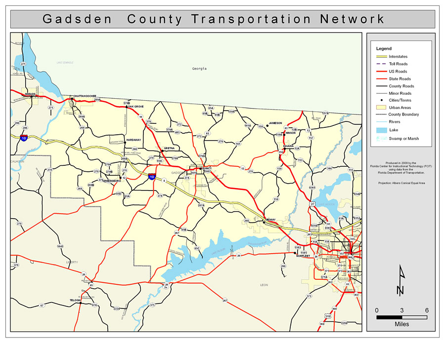 Gadsden County Road Network- Color