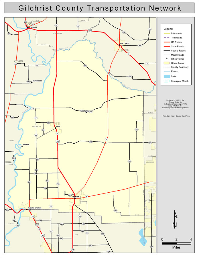 Gilchrist County Road Network- Color