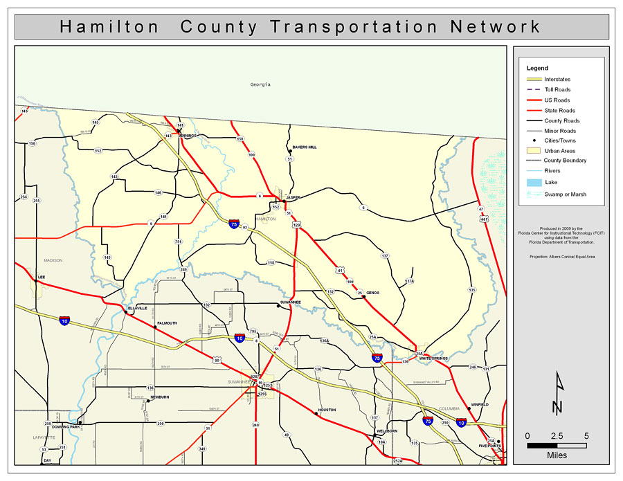 Hamilton County Road Network- Color