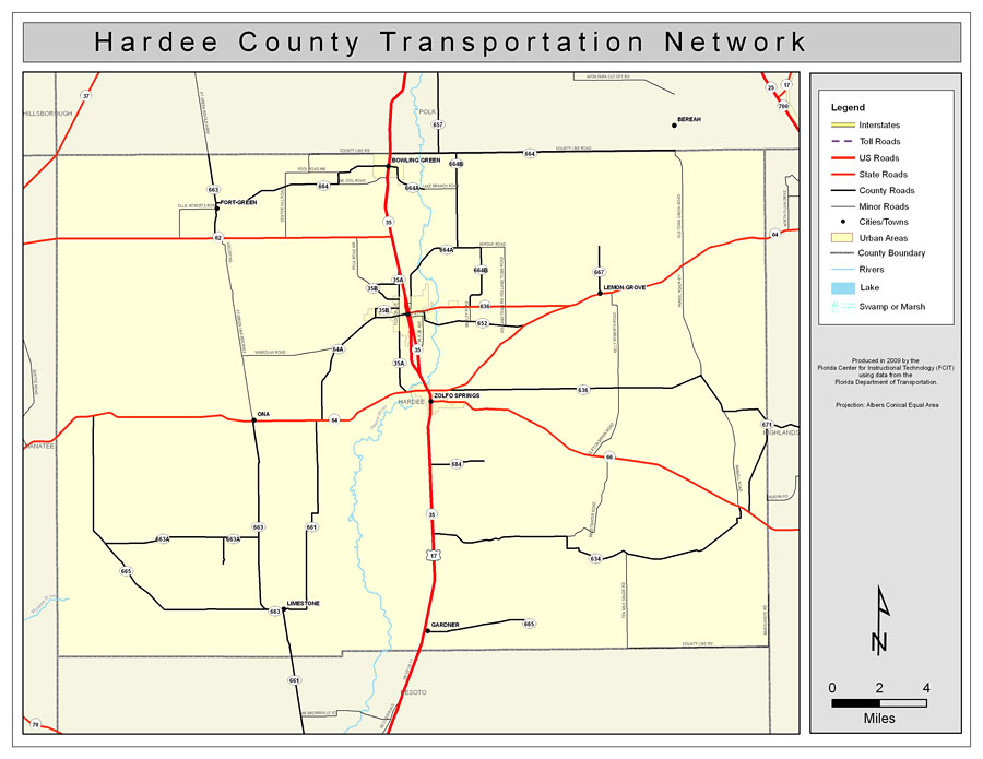 Hardee County Road Network- Color