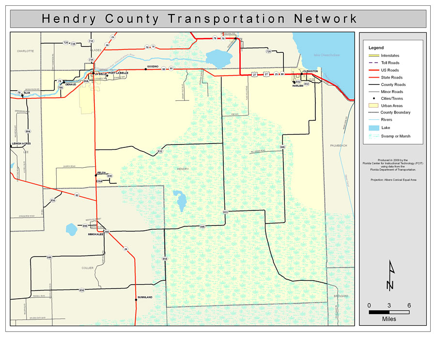 Hendry County Road Network- Color