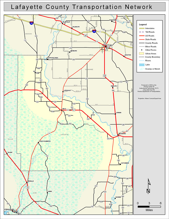 Lafayette County Road Network- Color