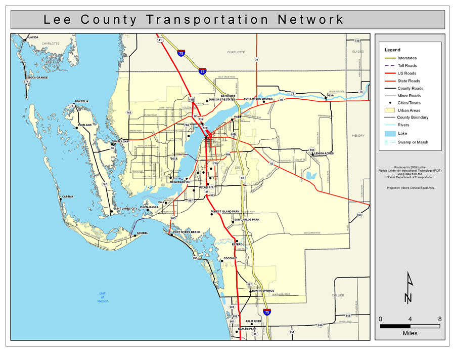 Lee County Road Network- Color