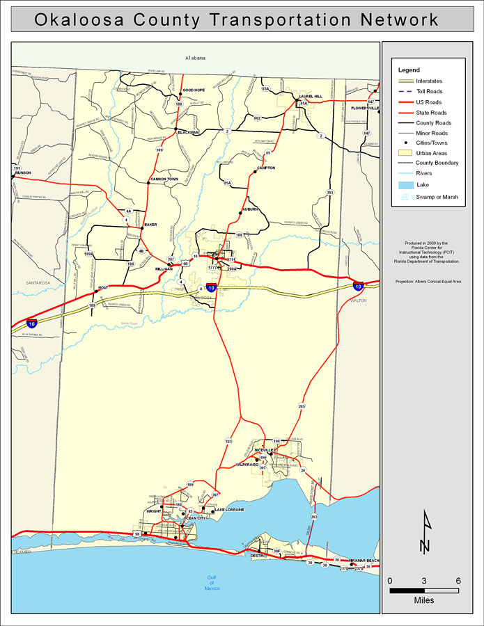 Okaloosa County Road Network- Color