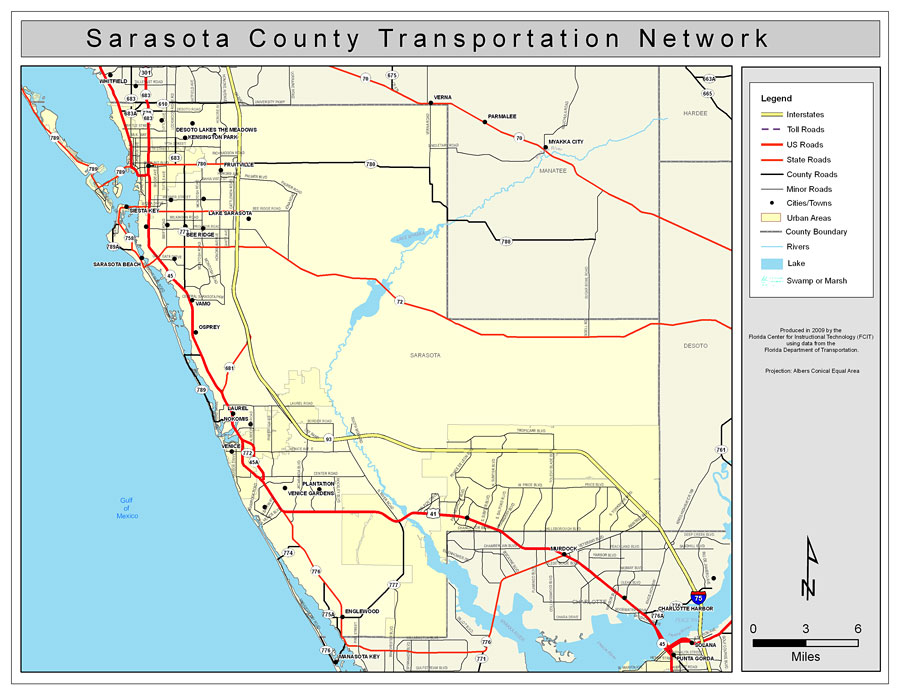 Sarasota County Road Network- Color