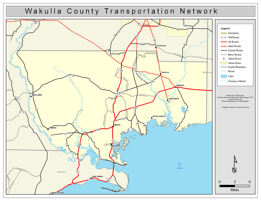 Wakulla County Road Network- Color