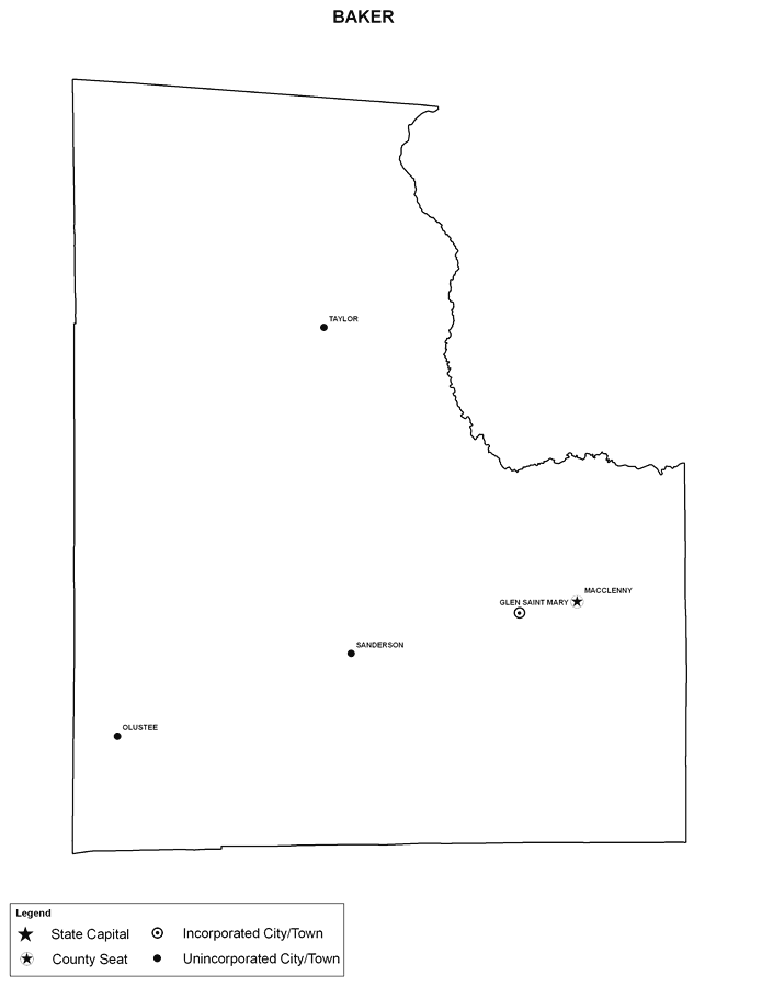 Baker County Cities with Labels
