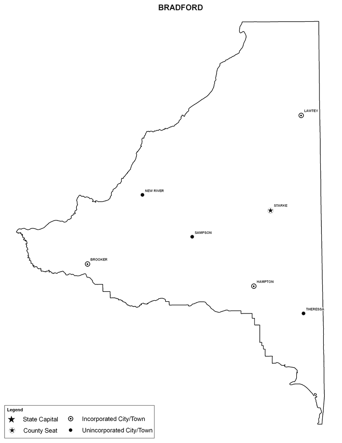 Bradford County Cities with Labels