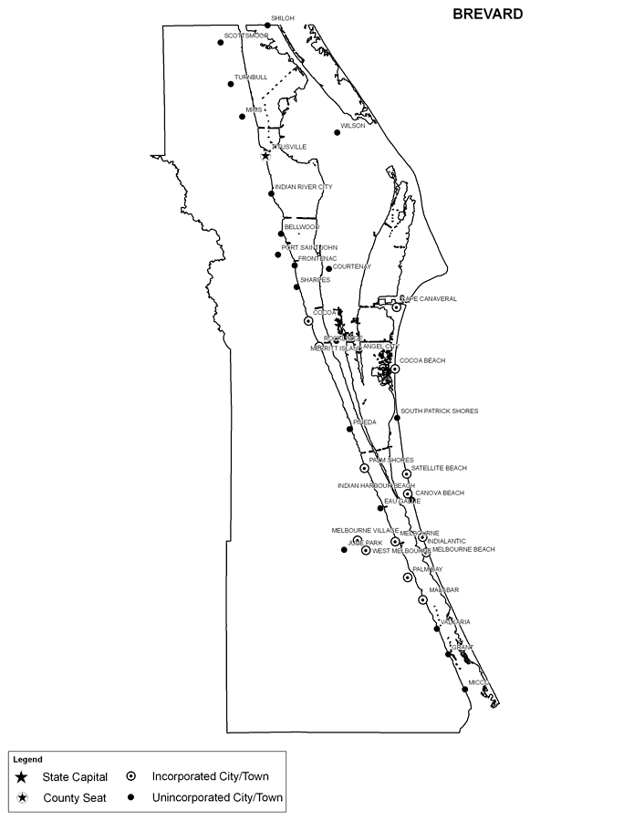 Brevard County Cities with Labels