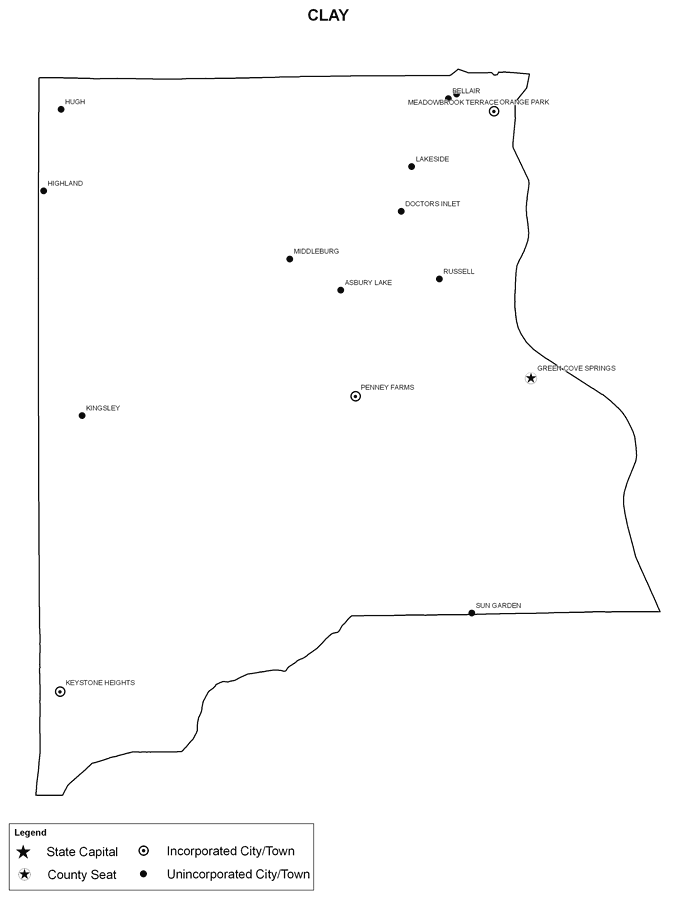 Clay County Cities with Labels