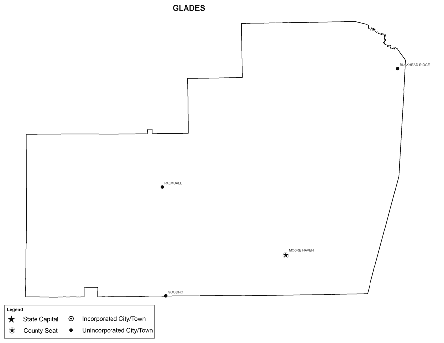 Glades County Cities with Labels