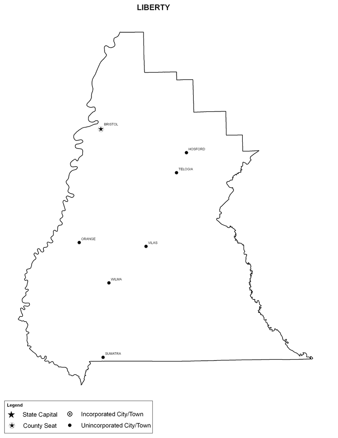 Liberty County Cities with Labels