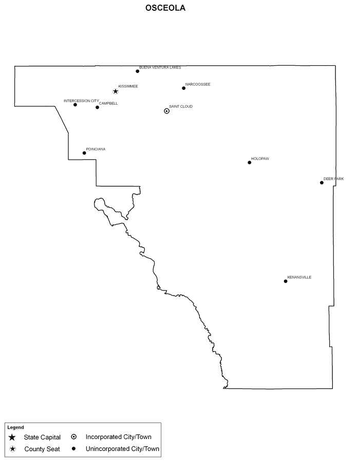 Osceola County Cities with Labels