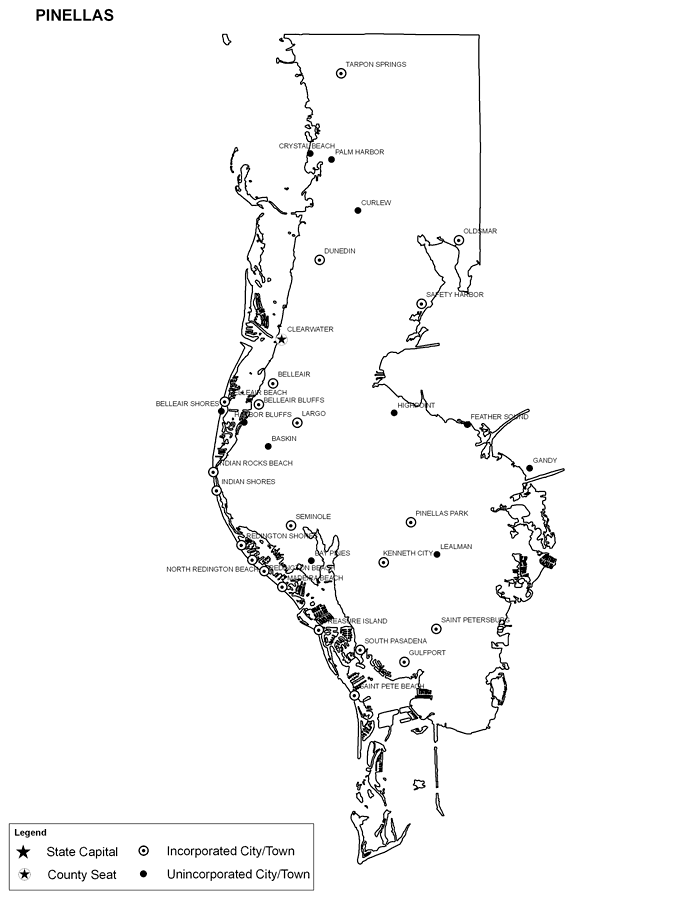 Pinellas County Cities with Labels