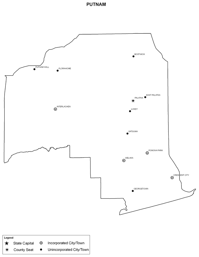 Putnam County Cities with Labels