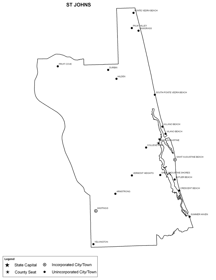 St. Johns County Cities with Labels