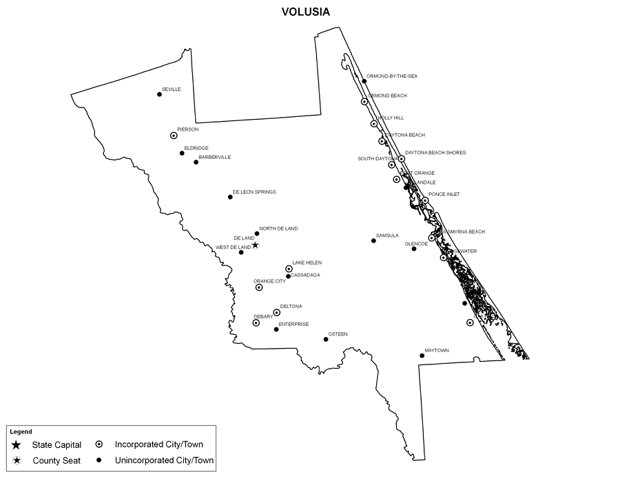 Volusia County Cities with Labels