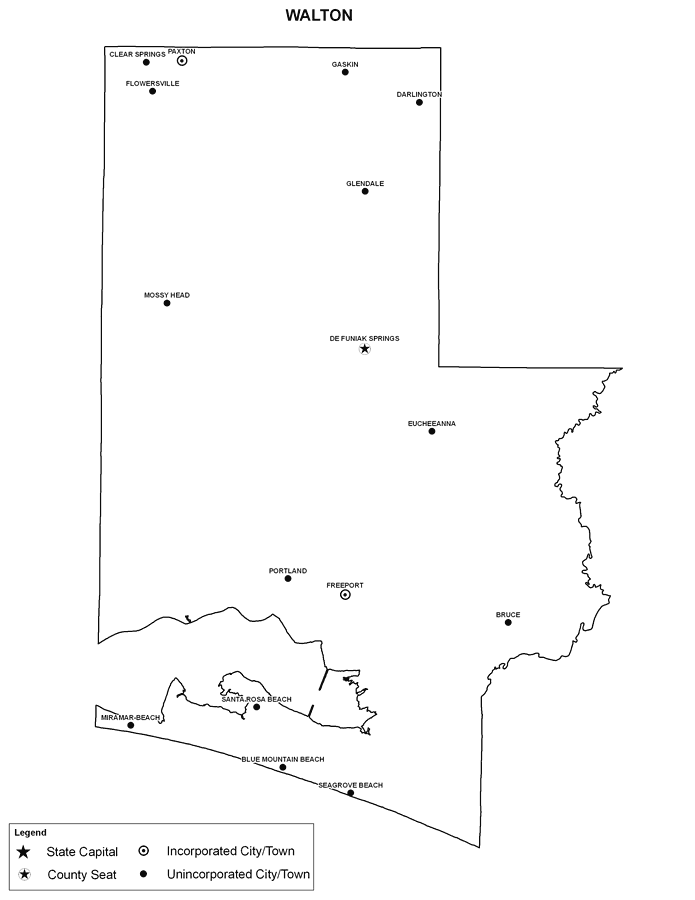 Walton County Cities with Labels