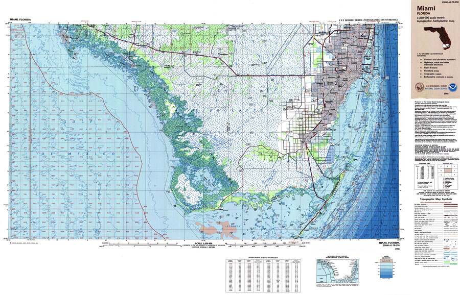 Miami Area Topographic-Bathymetric Map