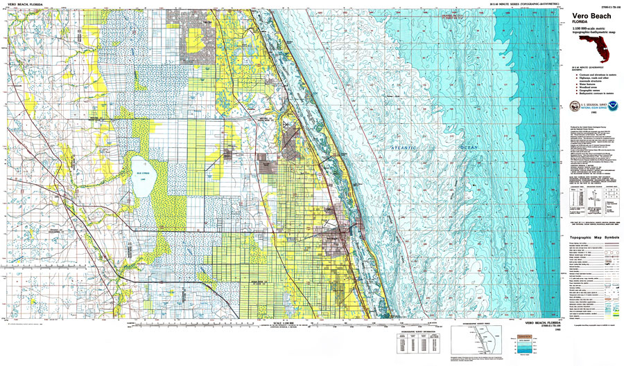 Street Map Of Vero Beach Florida Vero Beach Quadrangle, 1985