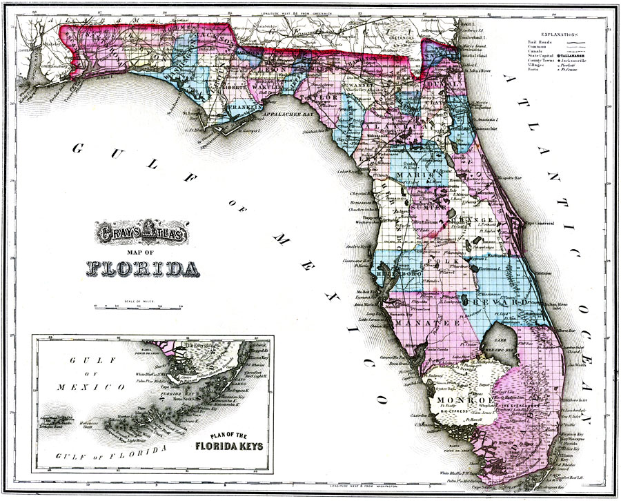 Gray's Atlas map of Florida