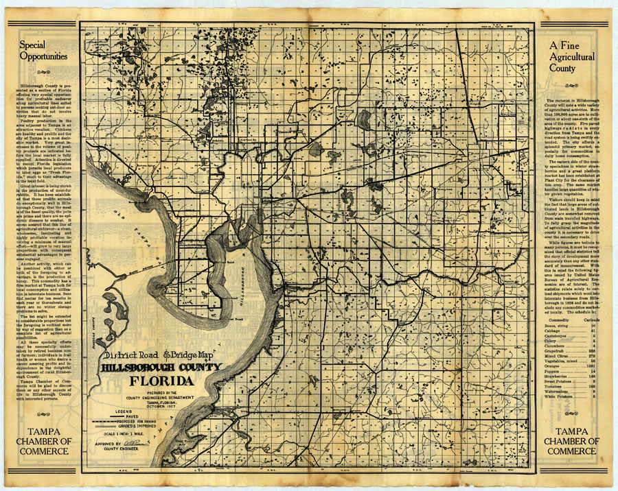 Hillsborough County Florida District Road and Bridge Map