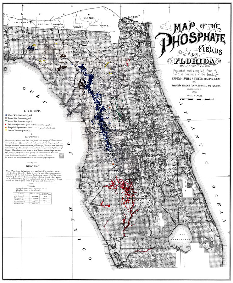 Map of the Phosphate Fields of Florida