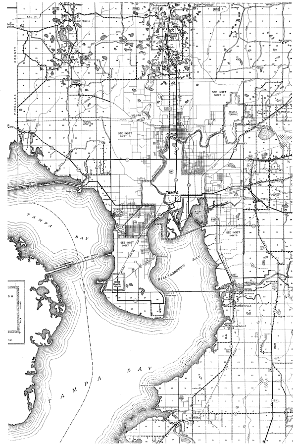 Map of Florida (USA) and inset map of Hillsborough County showing the