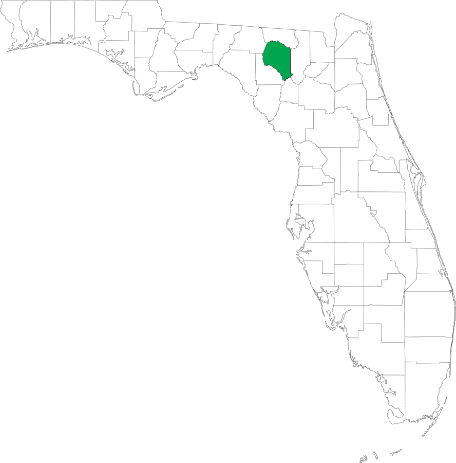 Locater Map of Suwannee County