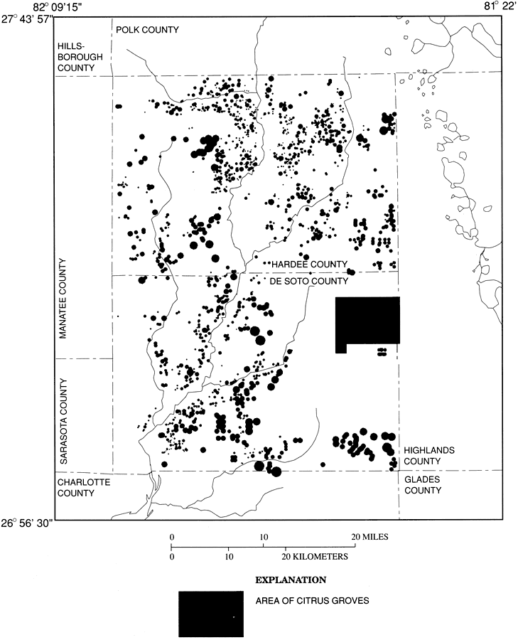 Generalized Location of Citrus Groves in Hardee and De Soto Counties