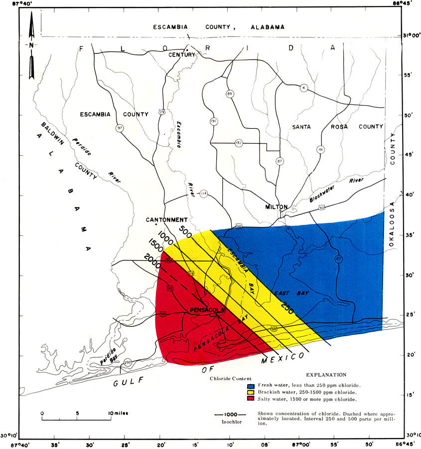 Ground-Water Features in Escambia and Santa Rosa Counties, Florida- Figure 13