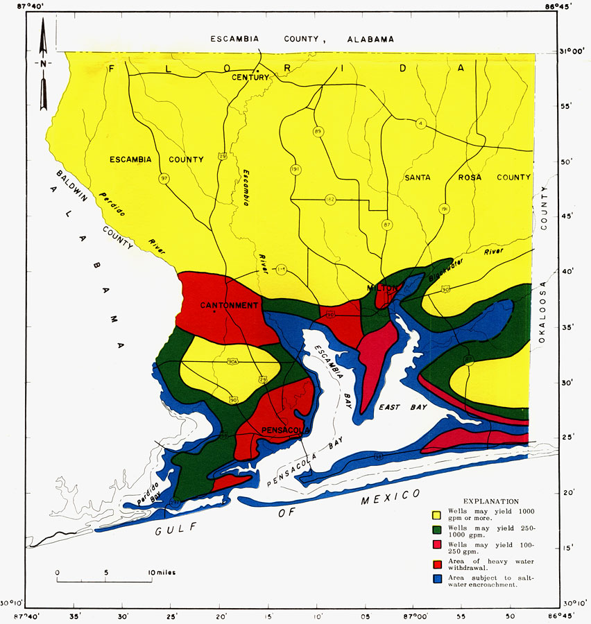 Ground-Water Features in Escambia and Santa Rosa Counties, Florida- Figure 15