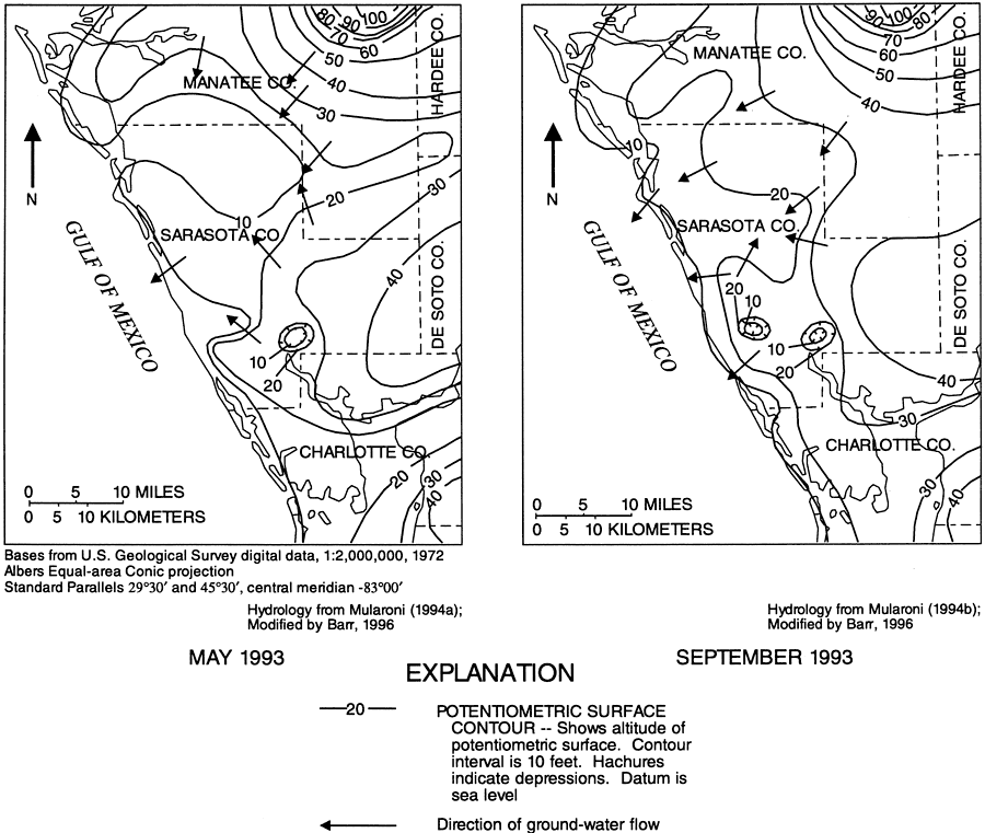 Composite Potentiometric Surface of the Intermediate Aquifer System in Southwest Florida