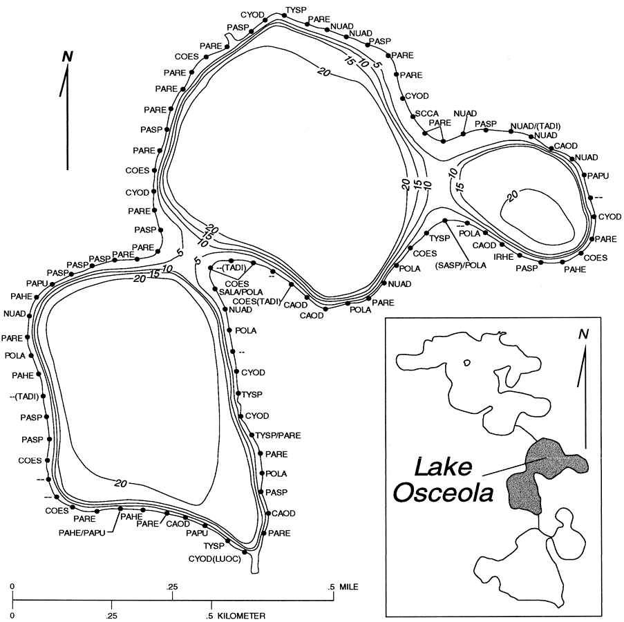 Bathymetry and Littoral Vegetation of Lake Osceola