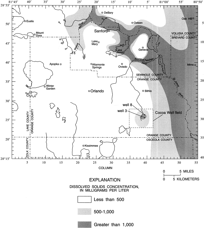Dissolved Solids Concentrations in Water of the Upper Floridan Aquifer in the Greater Orlando Metropolitan Area