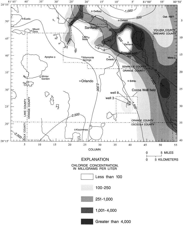 Chloride Concentrations in Water of the Upper Floridan Aquifer in the Greater Orlando Metropolitan Area