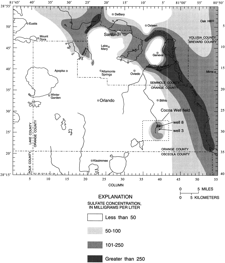 Sulfate Concentrations in Water of the Upper Floridan Aquifer in the Greater Orlando Metropolitan Area