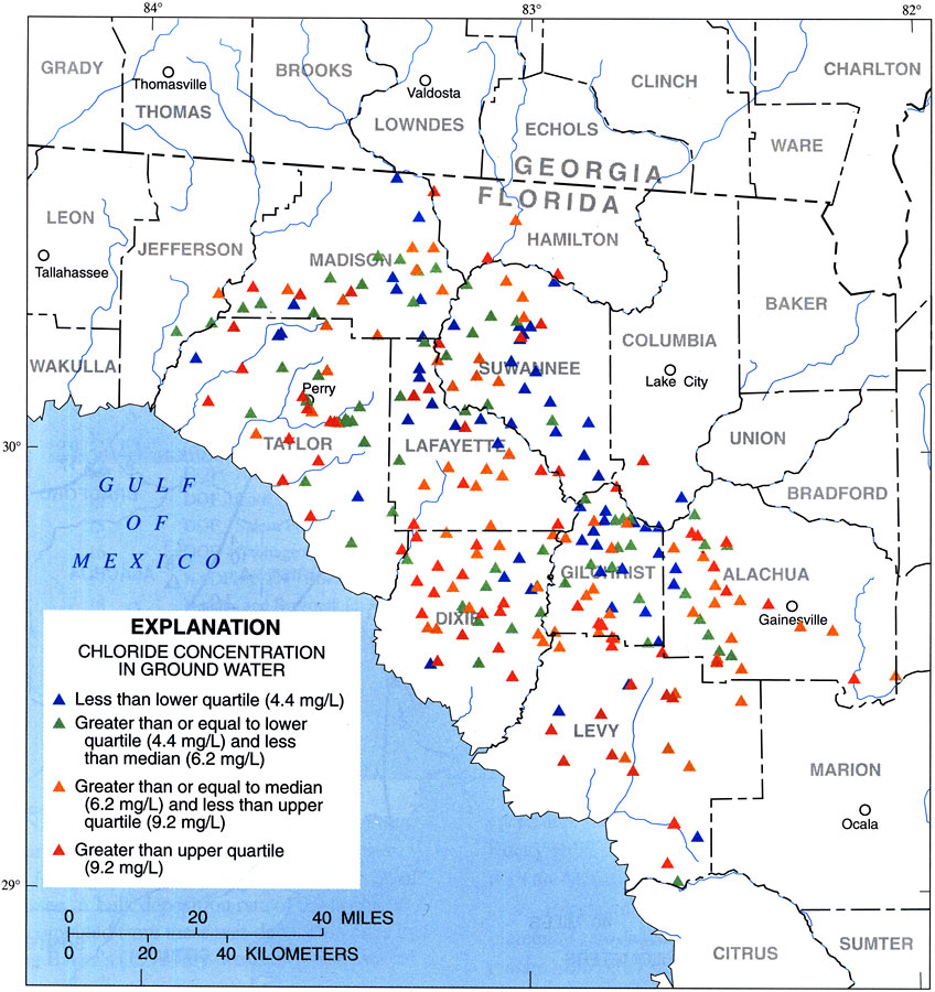 Chlorine Concentrations in Groundwater of the Suwannee River Water Management District