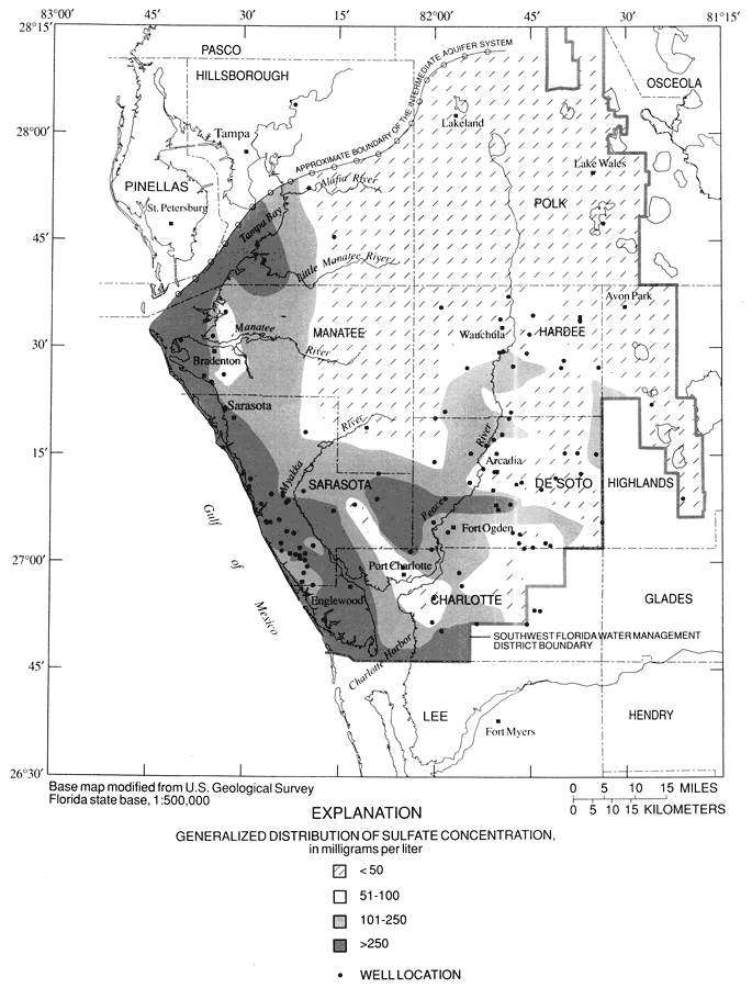Generalized Distribution of Sulfate Concentration in the Intermediate Aquifer System of West Central Florida